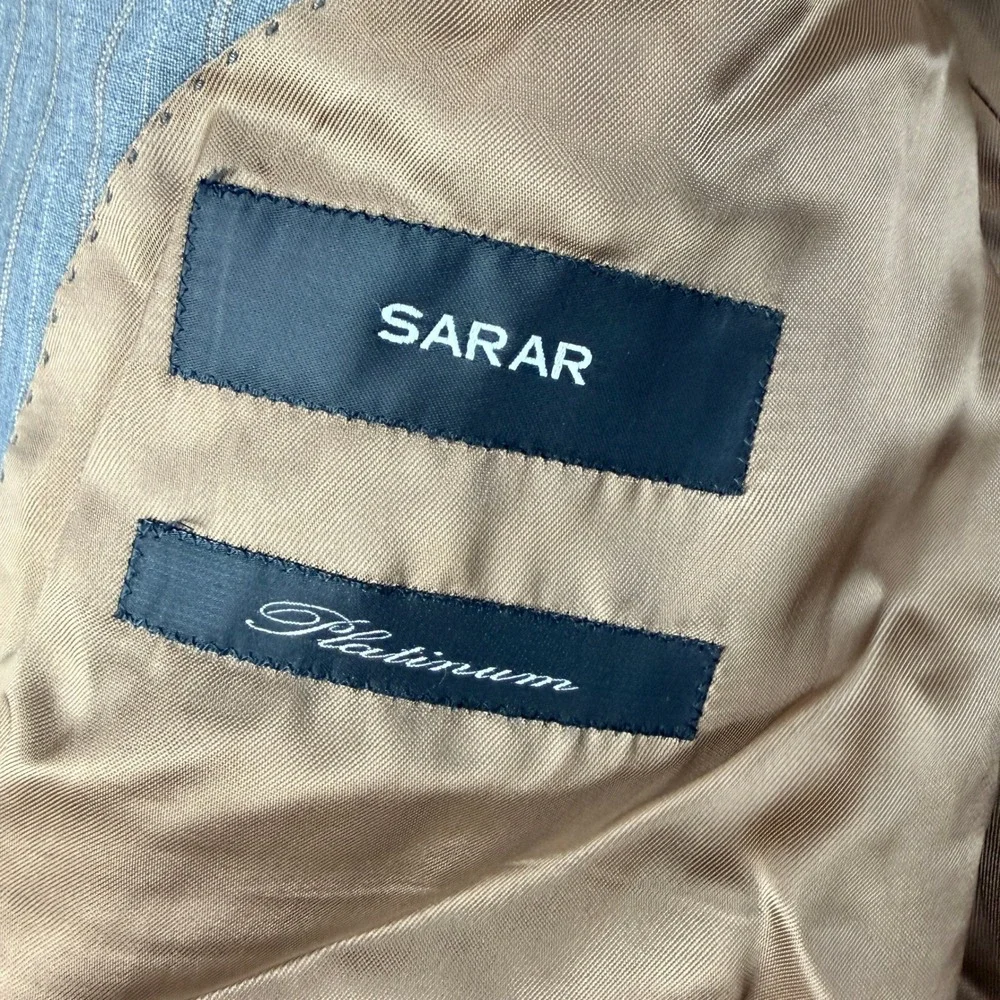 Sarar Platinum Grey Pinstripe Blazer Vitale Barberis Canonico Super 120 Wool 42R